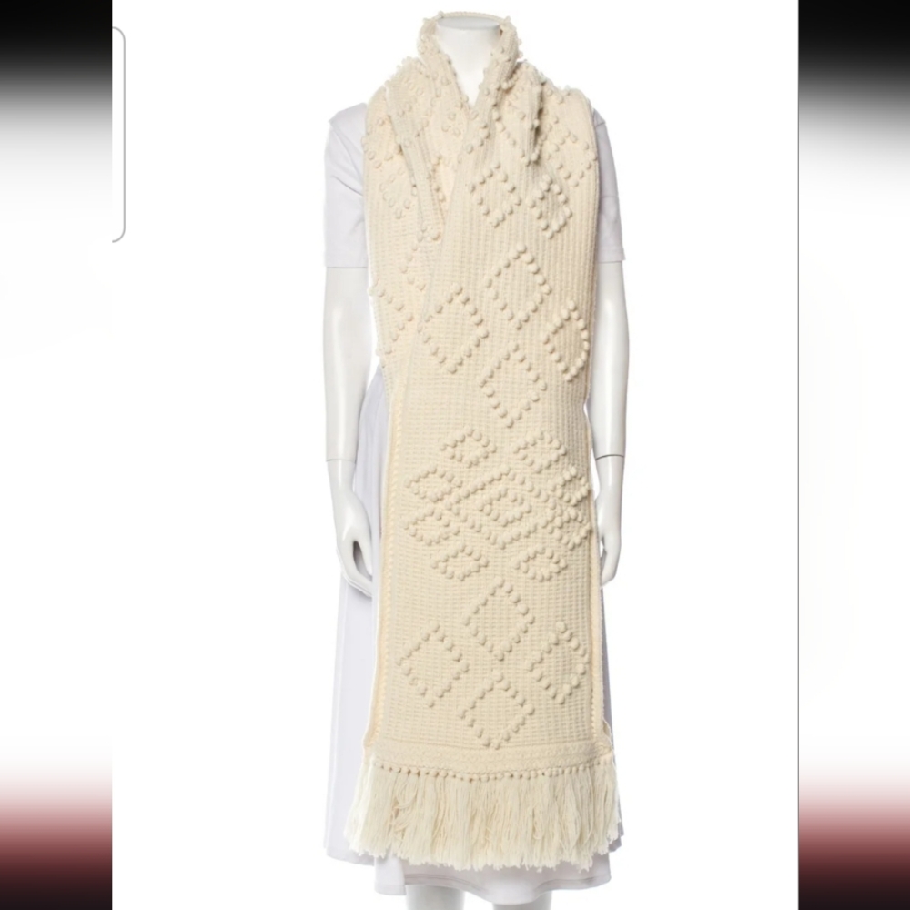 Saint Laurent ST. MAILLE D'AR TRICOT SCARF IN IVORY